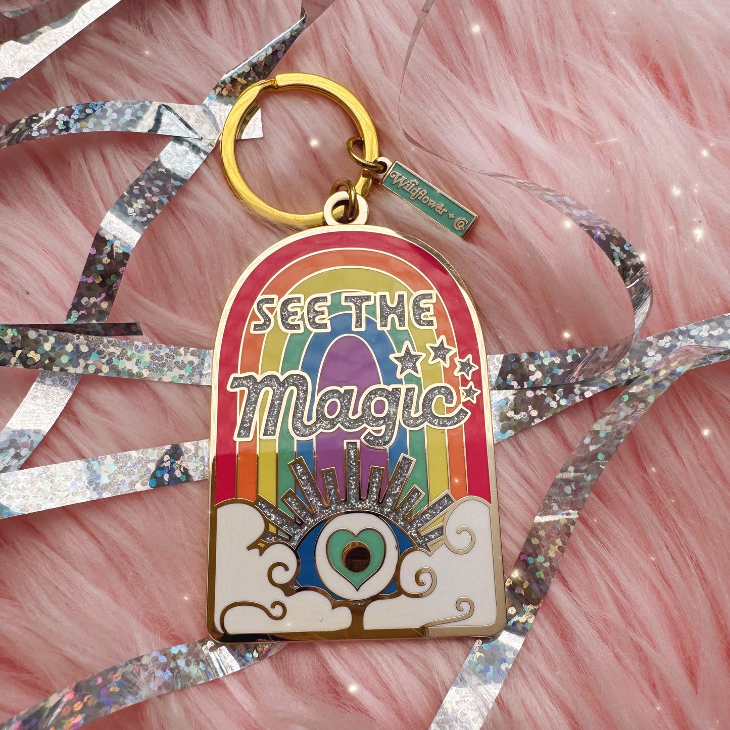 See the Magic Rainbow & Evil Eye Enamel Keychain