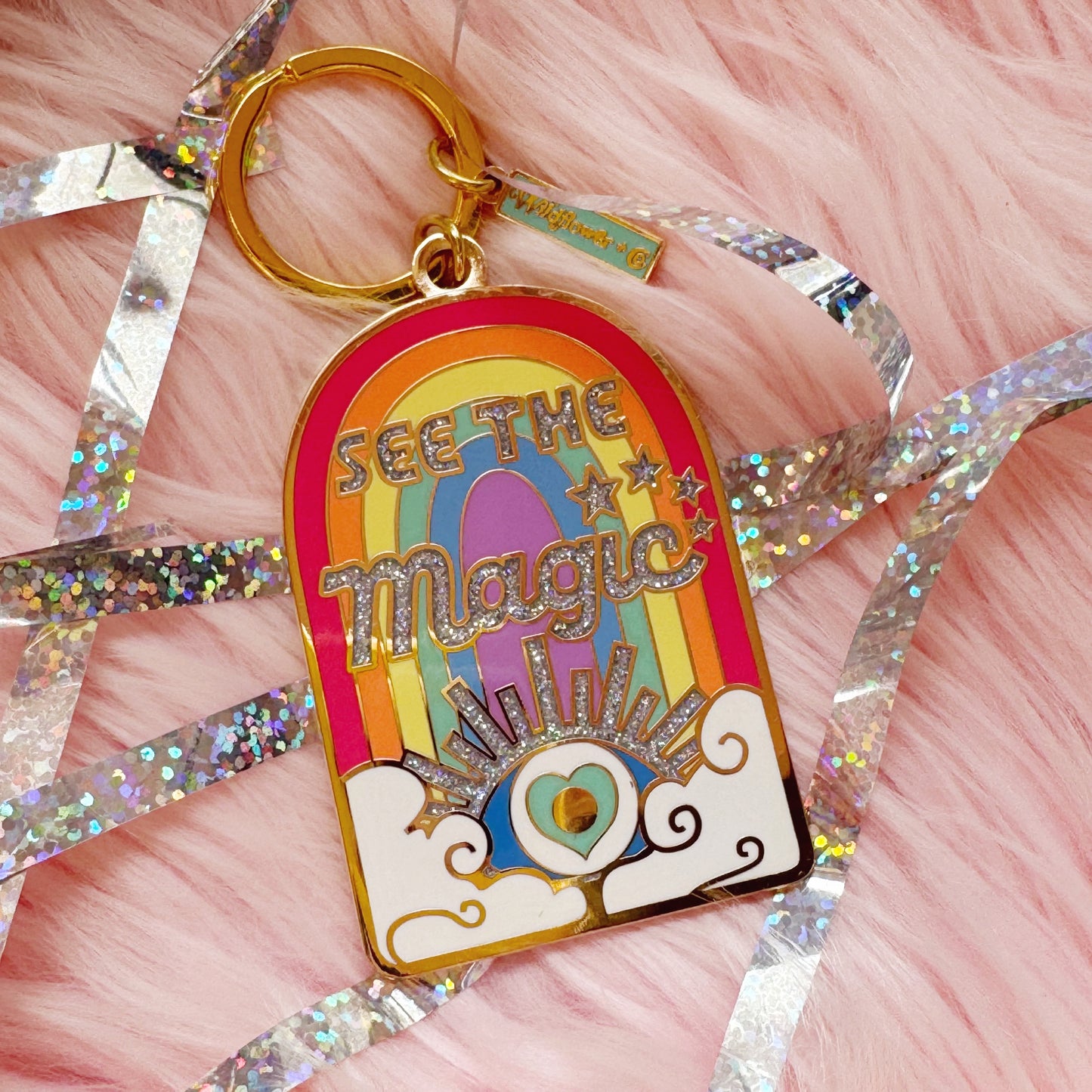 See the Magic Rainbow & Evil Eye Enamel Keychain