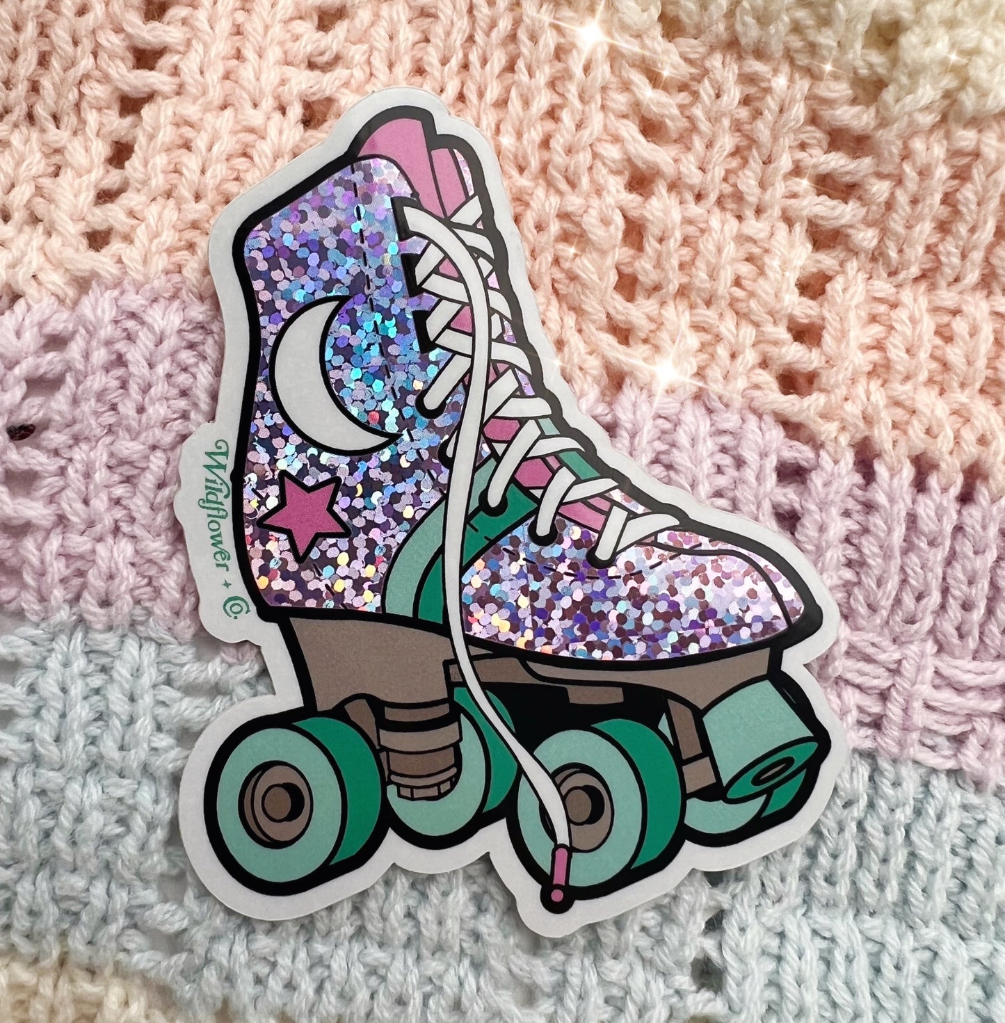 PC00148-MLT-OS - Rollerskate Sticker - Celestial - Wildflower + Co lilac celestial