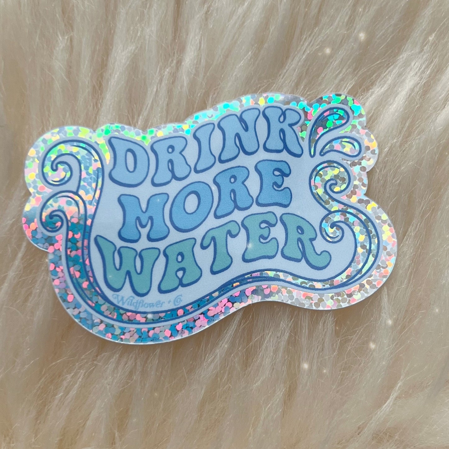 PC00166-MLT-OS Drink More Water Sticker - Wildflower + Co fur