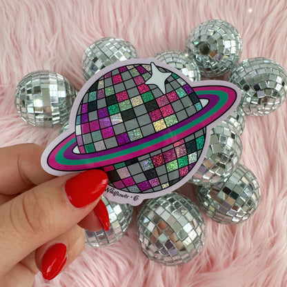 PC00172-MLT-OS - Planet Disco Glitter Sticker - Fun Vinyl Holographic Glitter Stickers - Space Gifts - Wildflower + Co