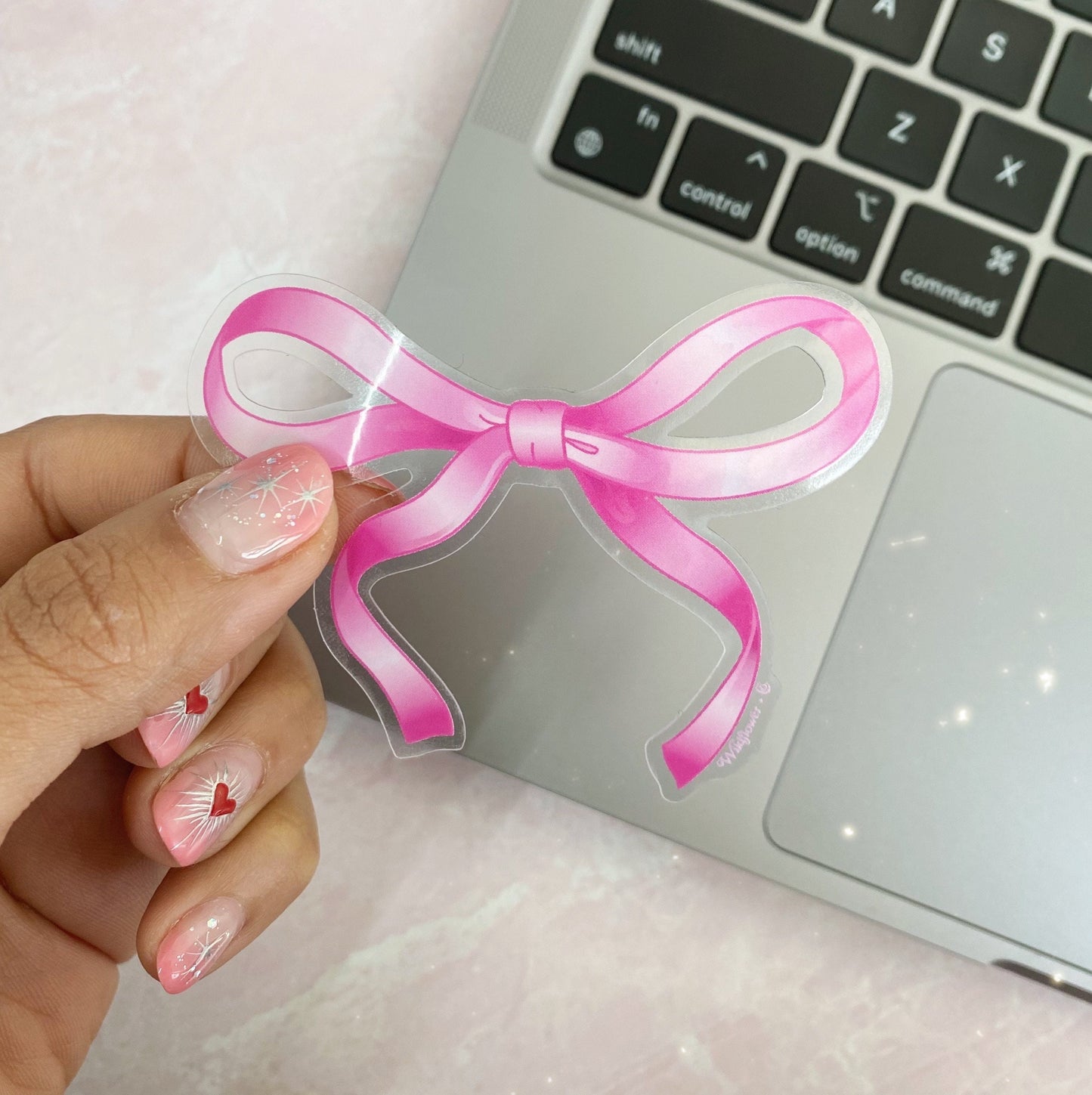 PC00178-CLR-OS - Bow Sticker, Clear - Wildflower + Co (2) laptop