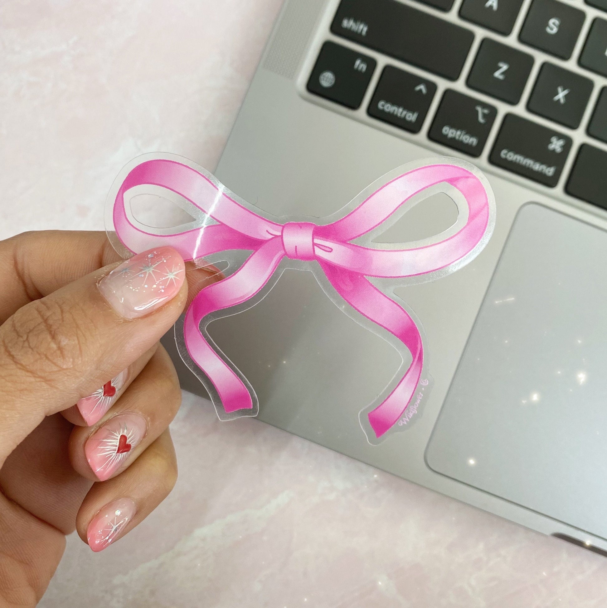PC00178-CLR-OS - Bow Sticker, Clear - Wildflower + Co (2) laptop