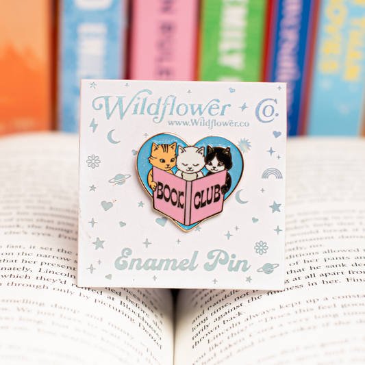 Cat Book Club Enamel Pin
