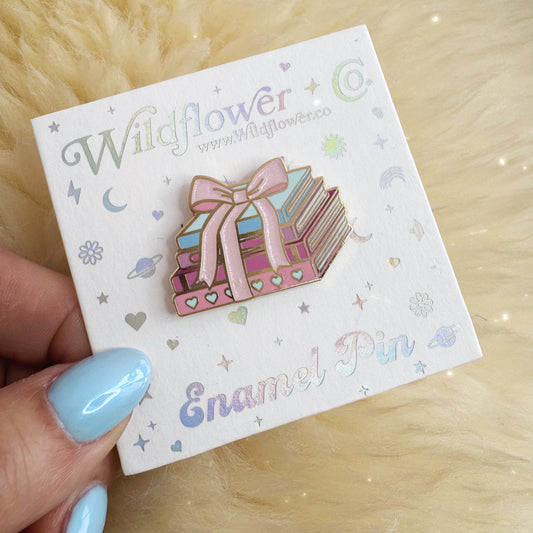 Tied with a Bow Book Stack Enamel Pin