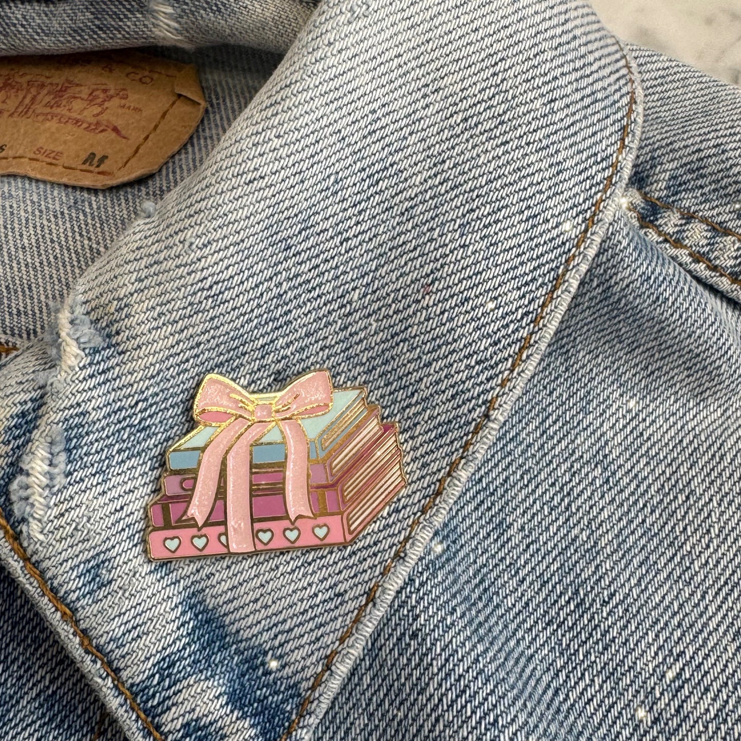 Tied with a Bow Book Stack Enamel Pin
