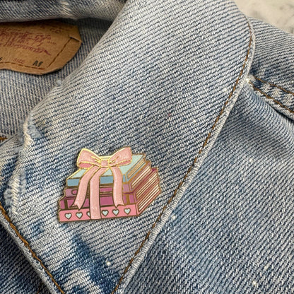 Tied with a Bow Book Stack Enamel Pin