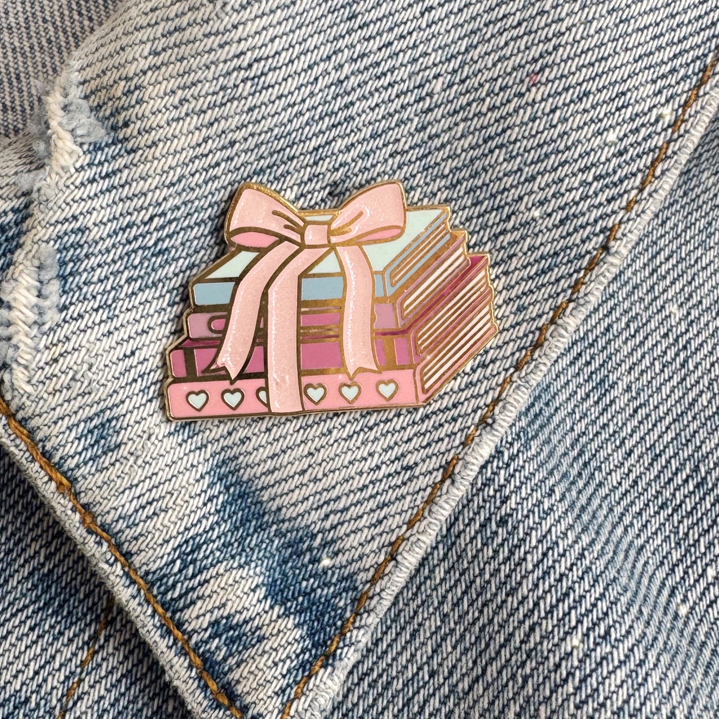 Tied with a Bow Book Stack Enamel Pin