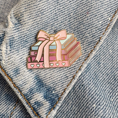 Tied with a Bow Book Stack Enamel Pin