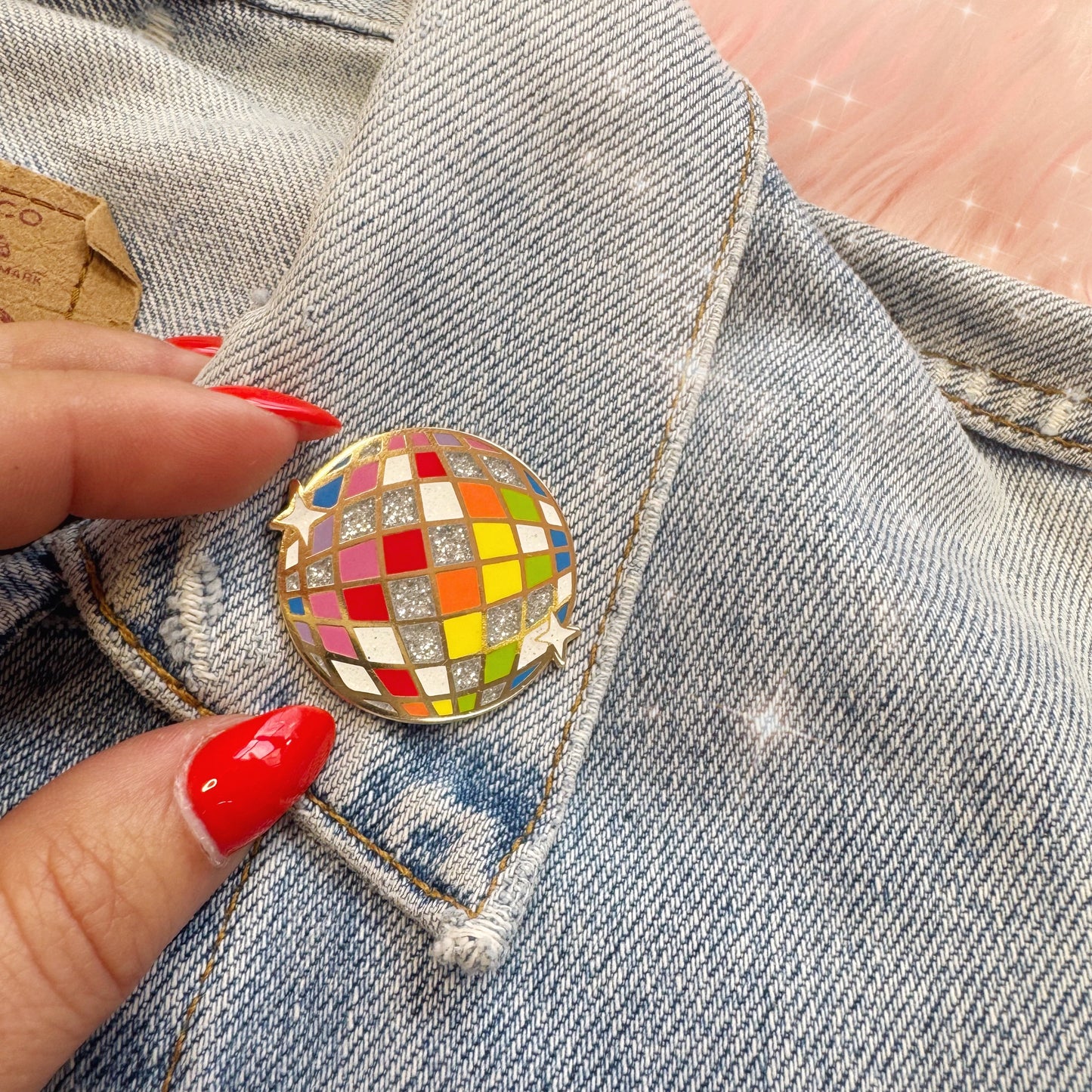 Rainbow Disco Ball Enamel Pin