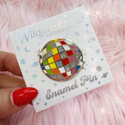 Rainbow Disco Ball Enamel Pin