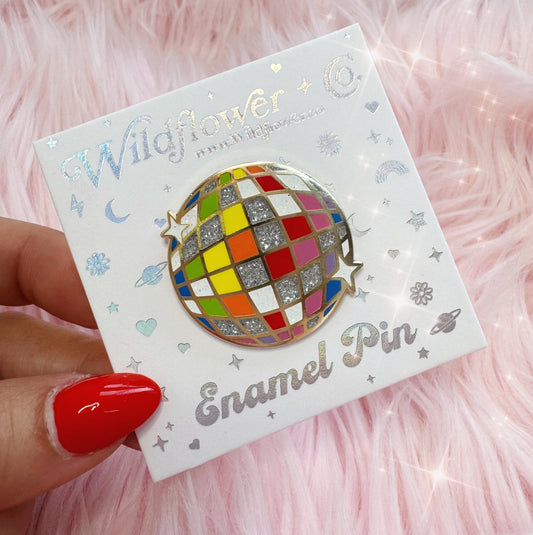Rainbow Disco Ball Enamel Pin