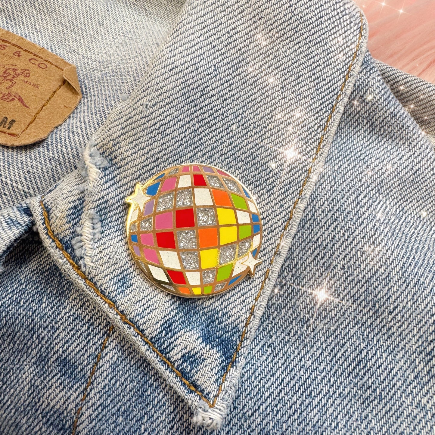 Rainbow Disco Ball Enamel Pin
