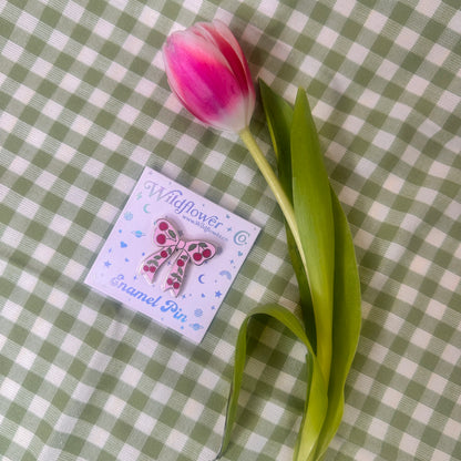 Cherry Bow Enamel Pin