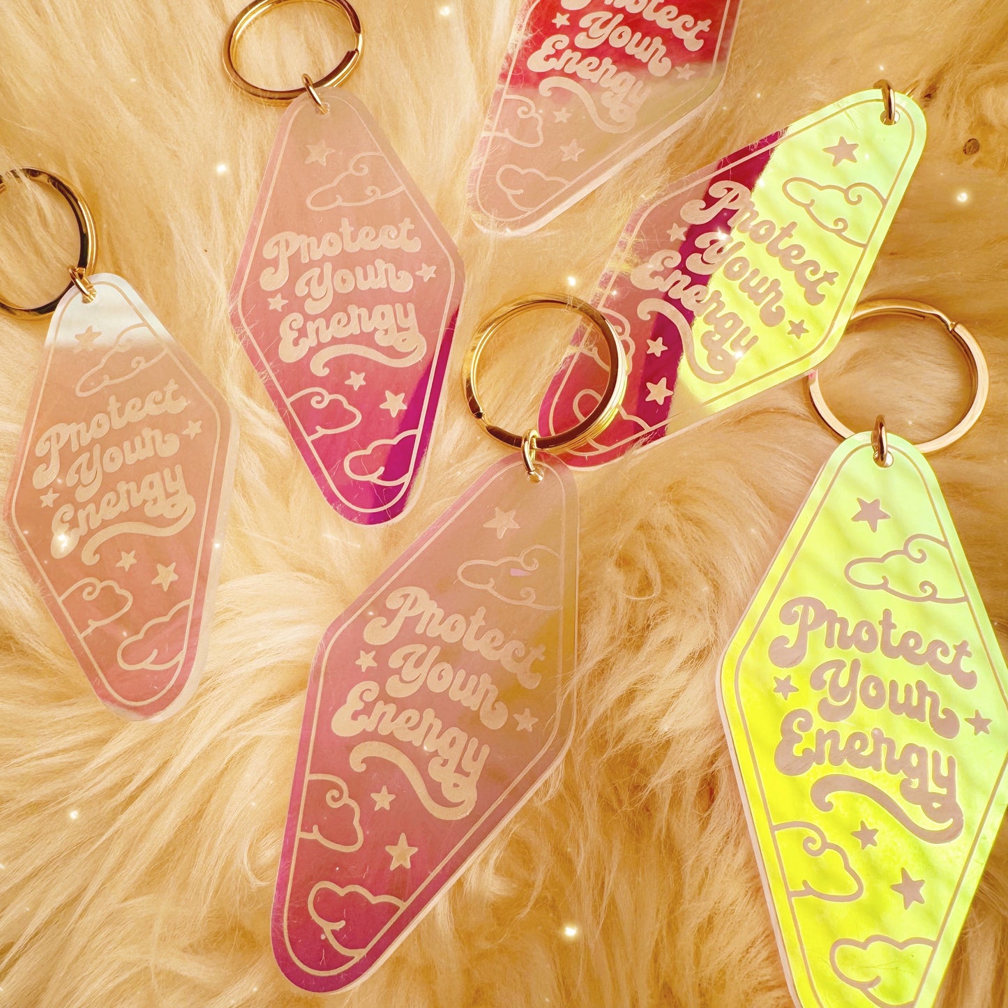 Protect Your Energy Iridescent Motel Keychain