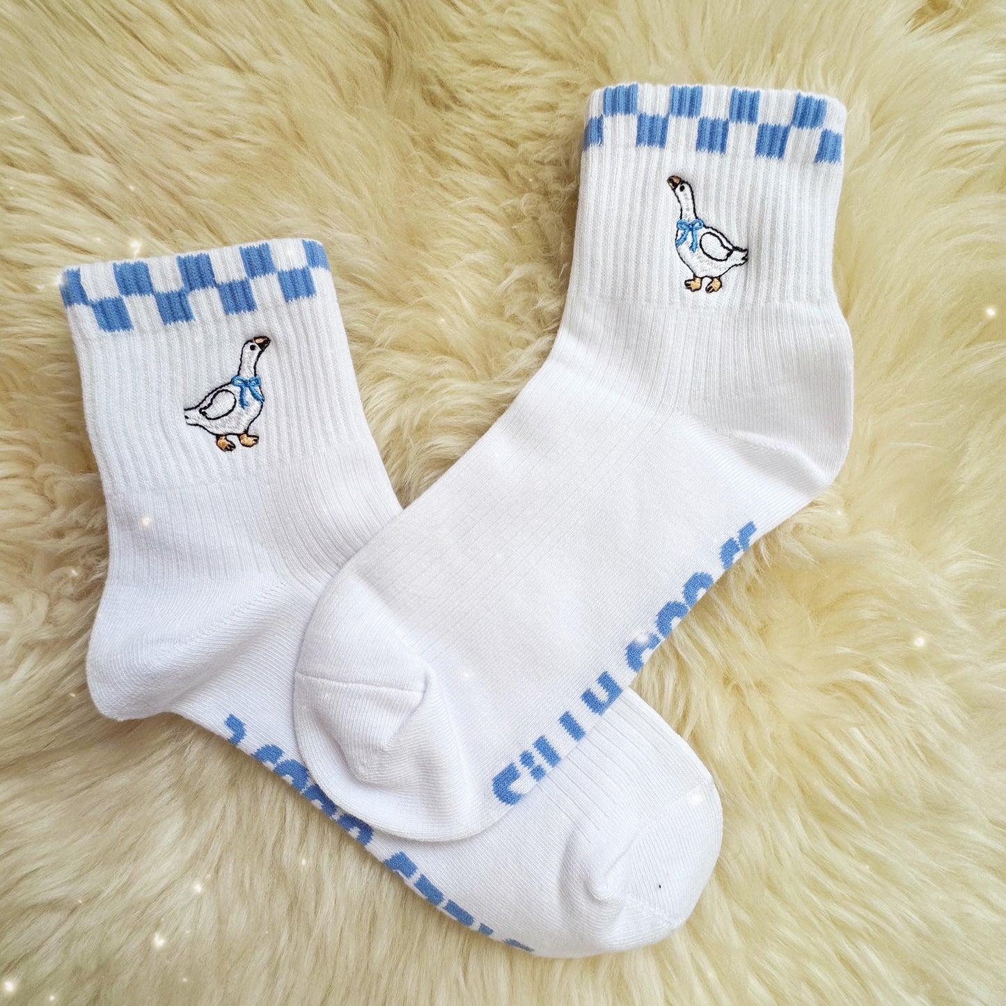 Silly Goose Embroidered Socks