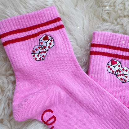Lucky Girl Dice Embroidered Socks