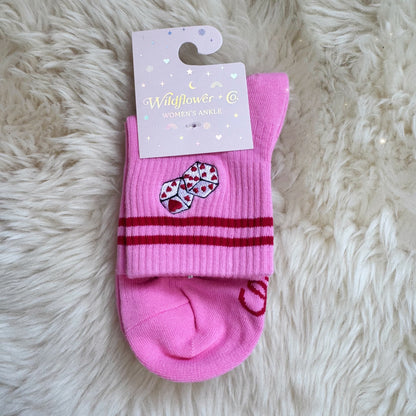 Lucky Girl Dice Embroidered Socks