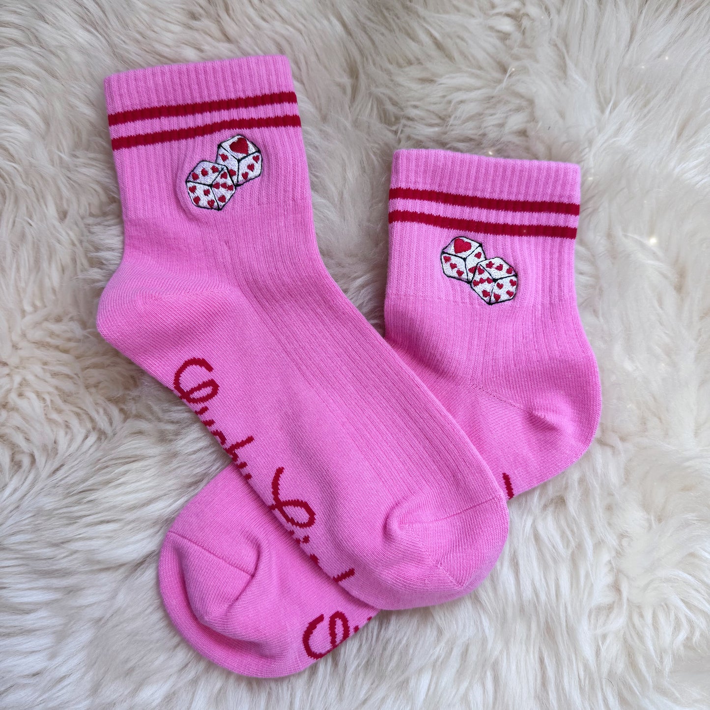 Lucky Girl Dice Embroidered Socks