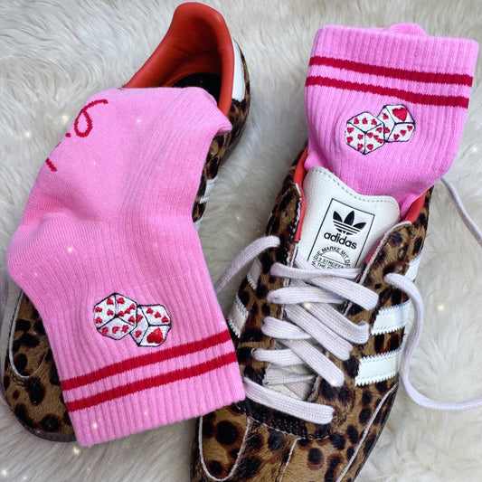 Lucky Girl Dice Embroidered Socks