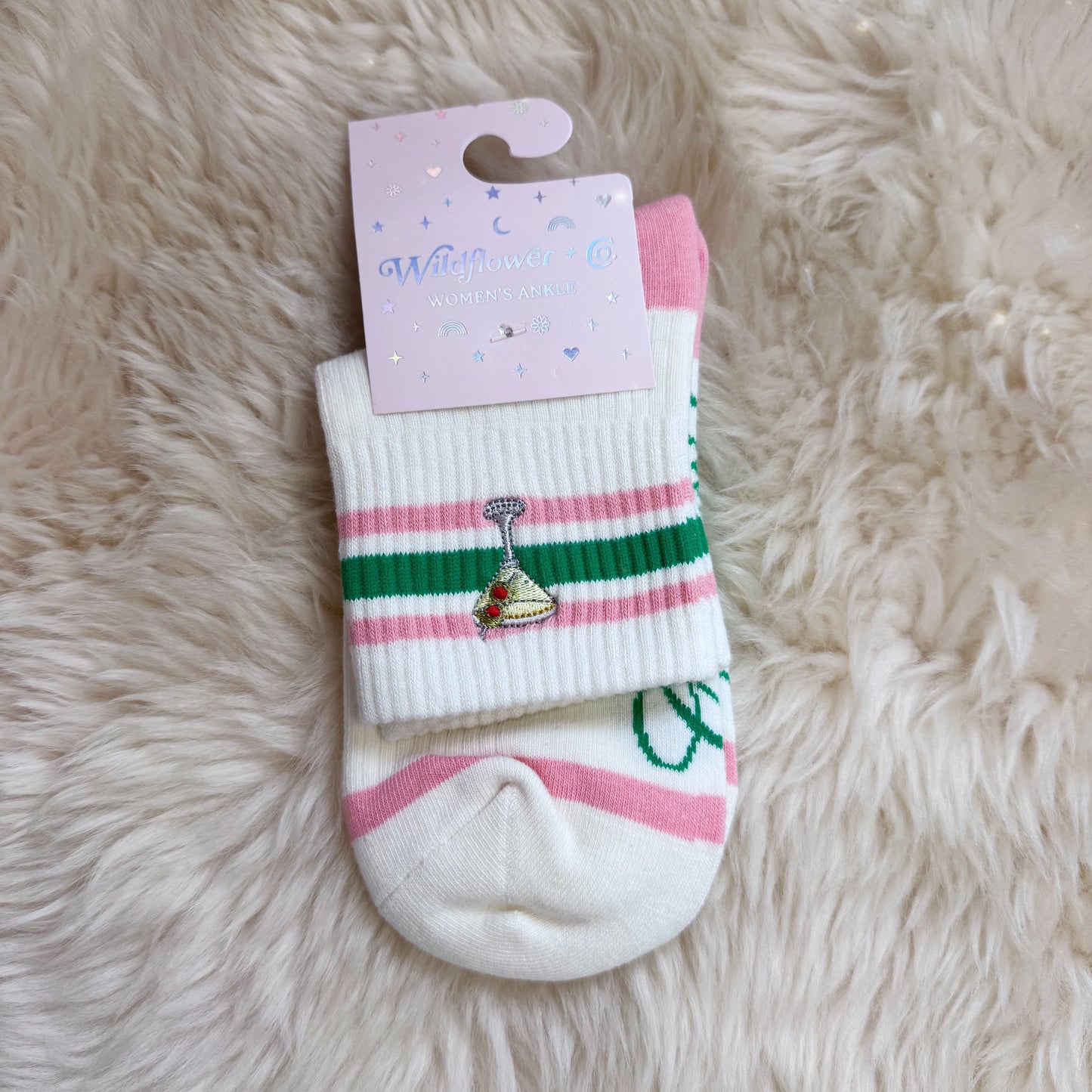 Martini Embroidered Socks