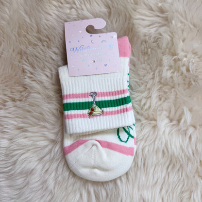 Martini Embroidered Socks