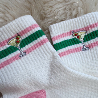 Martini Embroidered Socks