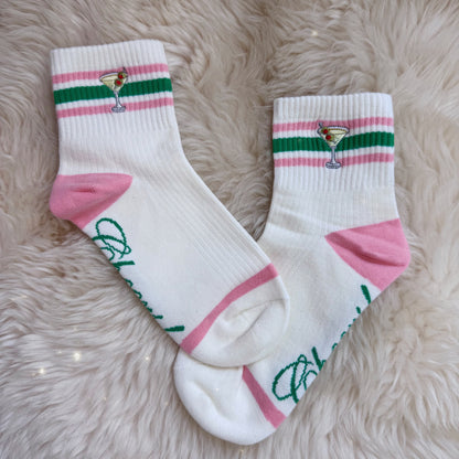 Martini Embroidered Socks