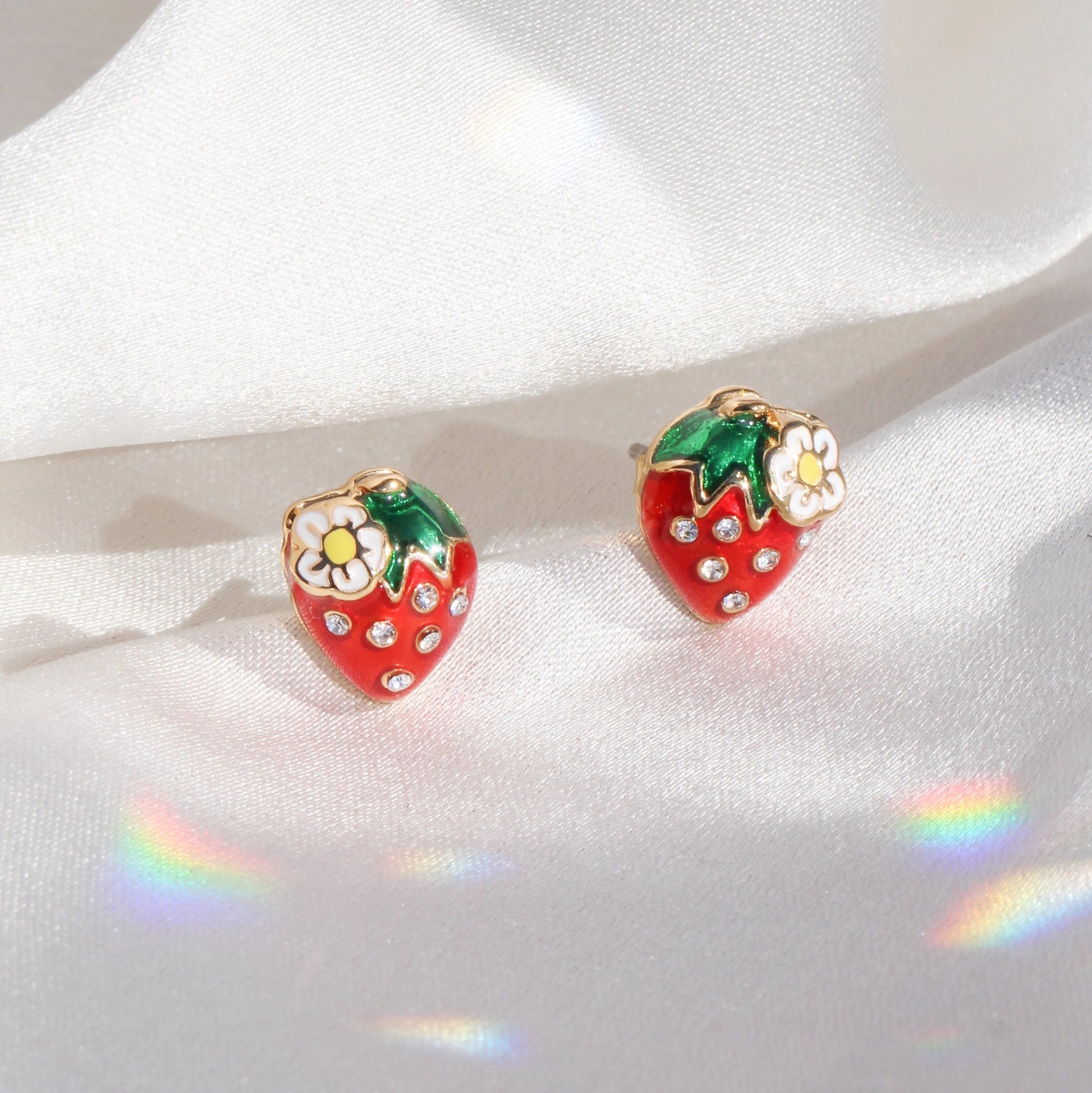 JW00950-GLD-OS - Strawberry Stud Earrings - Dainty Stud Earrings - Wildflower & Co (2)