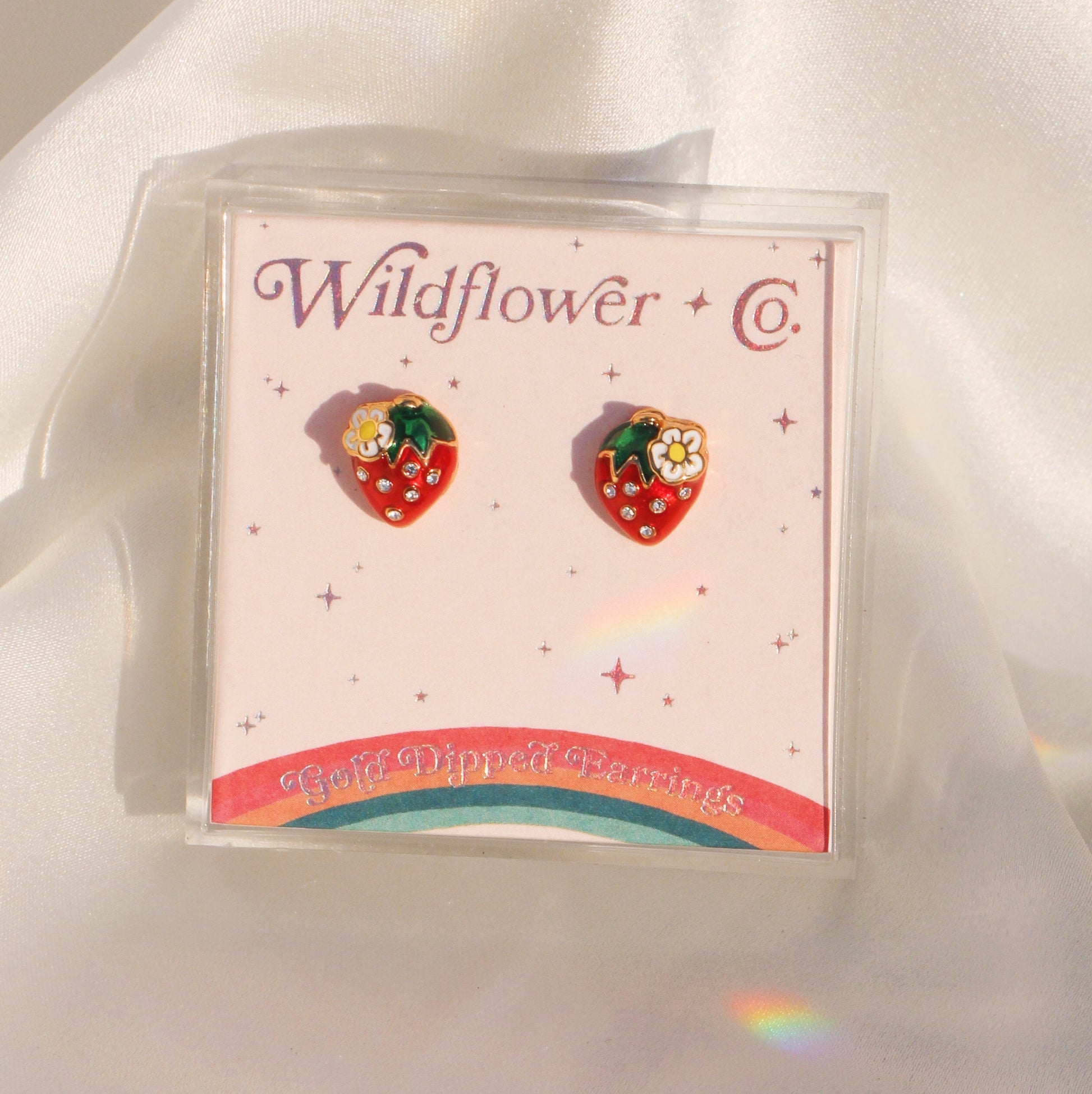JW00950-GLD-OS - Strawberry Stud Earrings - Dainty Stud Earrings - Wildflower & Co (2) box