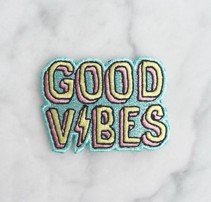 TR00188-BLK-OS-R - Good_Vibes_-_Iron_On_Patch_-_Patches_-_Embroidered_Applique_-_Pastel_Aqua_Pink_Yellow_Lightning_-_Wildflower_Co. (2) clean