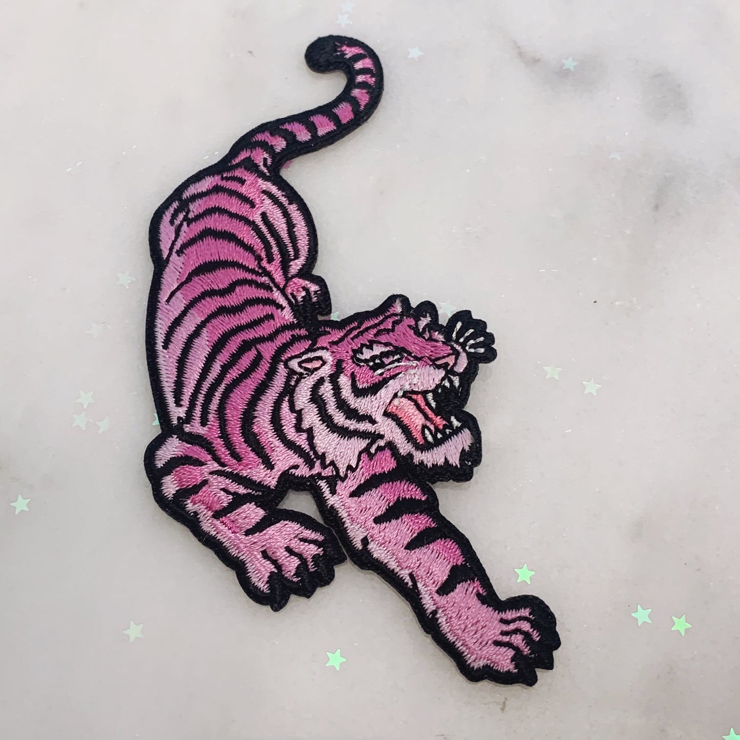 TR00210-ALL-OS-R Pastel Tiger Patches - Embroidered Iron On Appliques - Patches for Jackets - Wildflower + Co. DIY group pic lilac
