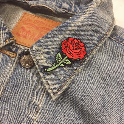 TR00214-RED-OS-R - Red Rose Patch - Wildflower + Co on jacket