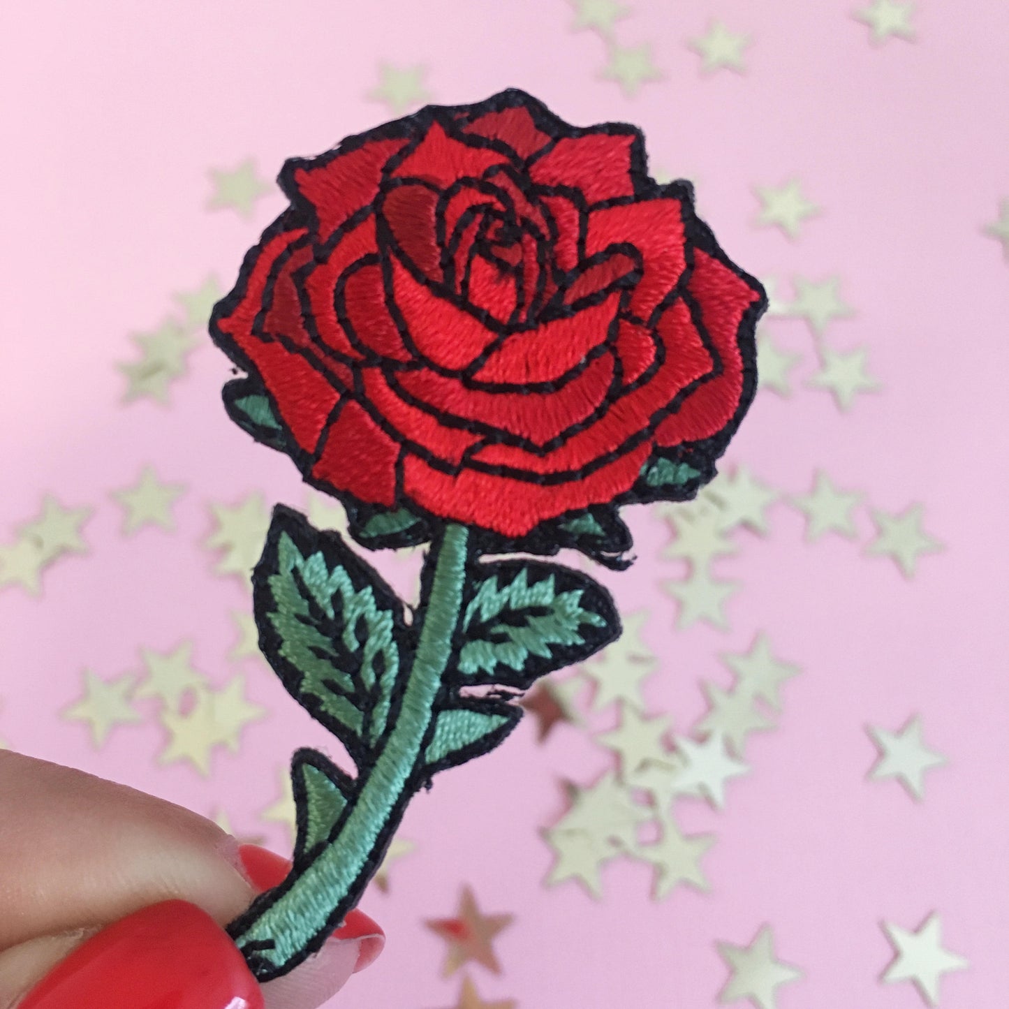 TR00214-RED-OS-R - Red Rose Patch - Wildflower + Co