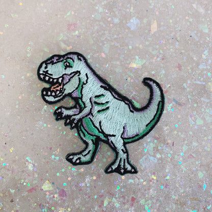 TR00252-MLT-OS - T-Rex_Dinosaur_Embroidered_Patch_Iron_On_Patches_Flair_-_Wildflower