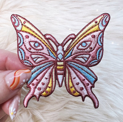 TR00496-MLT-OS Mystical Butterfly Patch - Embroidered Iron On Patches - Wildflower + Co (5) hand