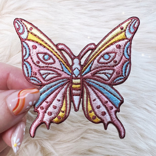 TR00496-MLT-OS Mystical Butterfly Patch - Embroidered Iron On Patches - Wildflower + Co (5) hand