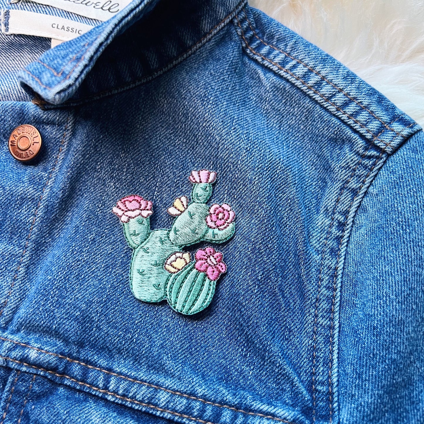 TR00502-MLT-OS Prickly Pear Cactus Patch - Embroidered Iron On Patches - Cactus Flowers - Wildflower + Co (4)