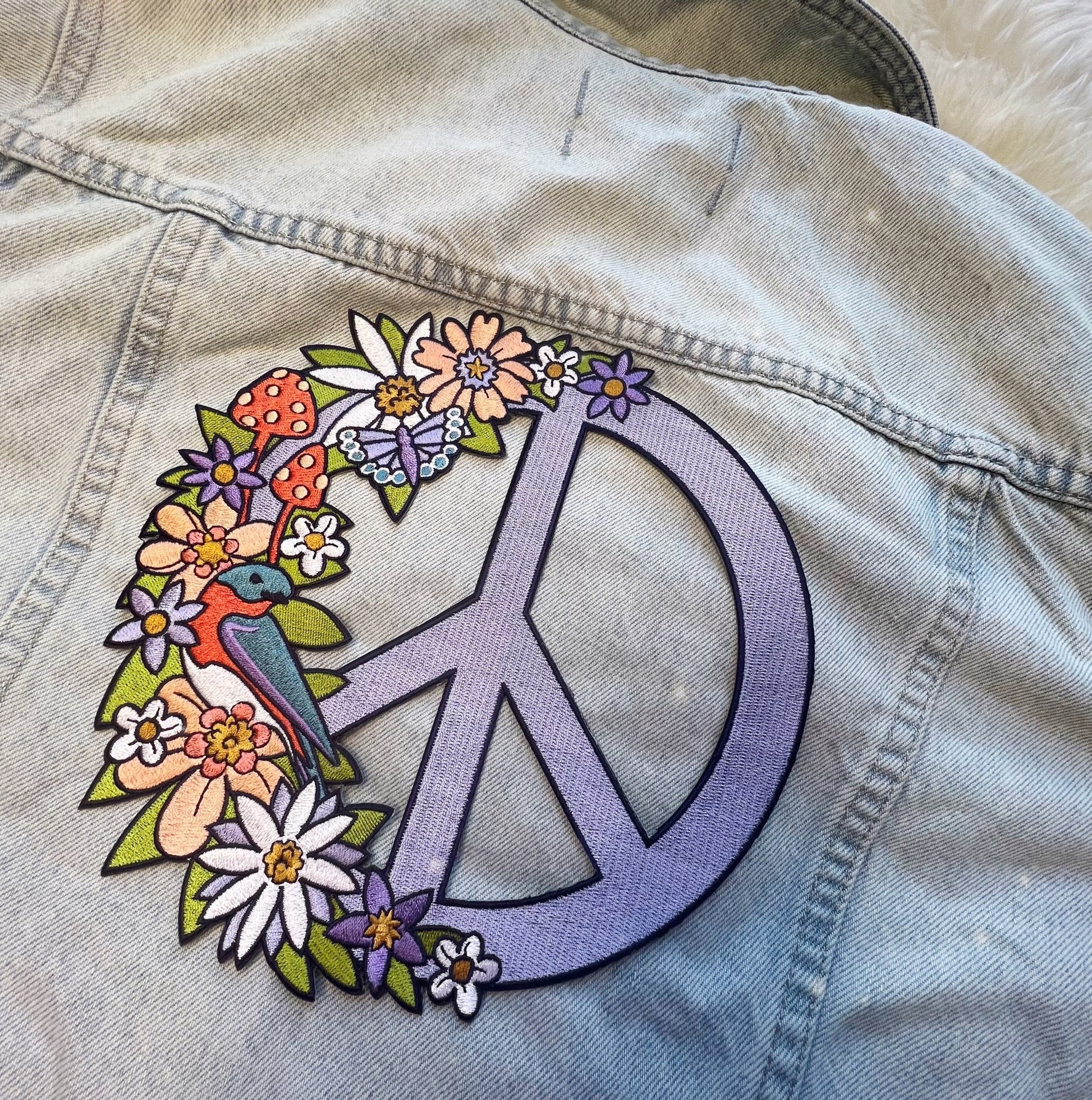 TR00558-MLT-OS - Peace Sign XL Back Patch - Wildflower + Co jacket