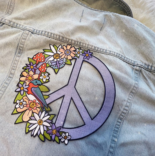 TR00558-MLT-OS - Peace Sign XL Back Patch - Wildflower + Co jacket