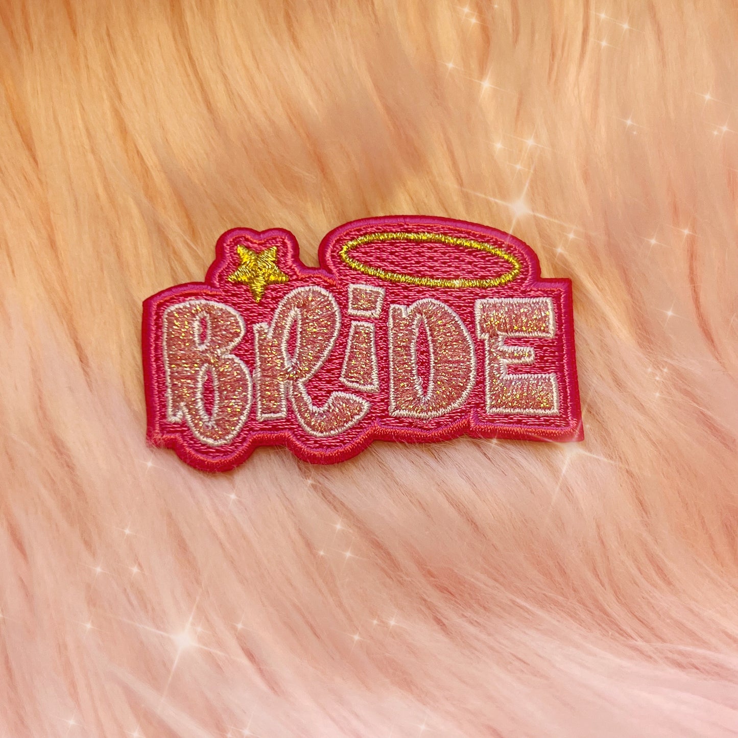 TR00580-PNK-OS - Y2K Bridesmaid Patch - Bachelorette - Bridal Parties - Wedding - Wildflower + Co bride fur