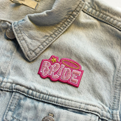 TR00580-PNK-OS - Y2K Bride Patch - Bachelorette - Bridal Parties - Wedding - Wildflower + Co jacket