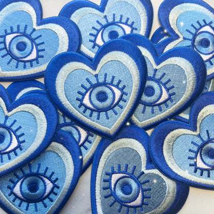 TR00595-BLU-OS - Evil Eye Heart Patch - Wildflower + Co (3) group pic