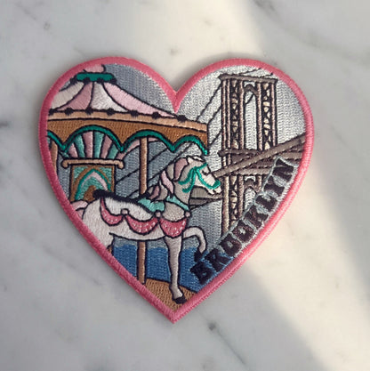 TR00635-MLT-OS - Brooklyn Bridge Heart Patch - Embroidered Iron on Patches for Jackets - Dumb Brooklyn NYC Souvenir - Wildflower + Co (3)