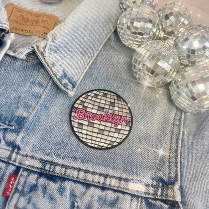 TR00644-MLT-OS - Disco Ball New York City Patch - Embroidered Iron on Patches - Brooklyn Souvenir Gift - Wildflower + Co (3) jacket