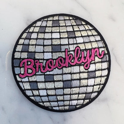 TR00644-MLT-OS - Disco Ball New York City Patch - Embroidered Iron on Patches - Brooklyn Souvenir Gift - Wildflower + Co (3) clean