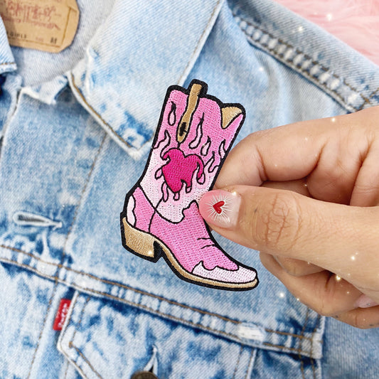 TR00648-LIL-OS - Burning Love Cowgirl Boot Patch, Lilac jacket