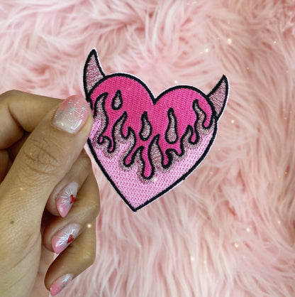 devil heart patch - pink - wildflower + co. - fur