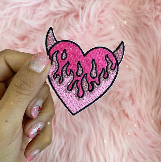 devil heart patch - pink - wildflower + co. - fur