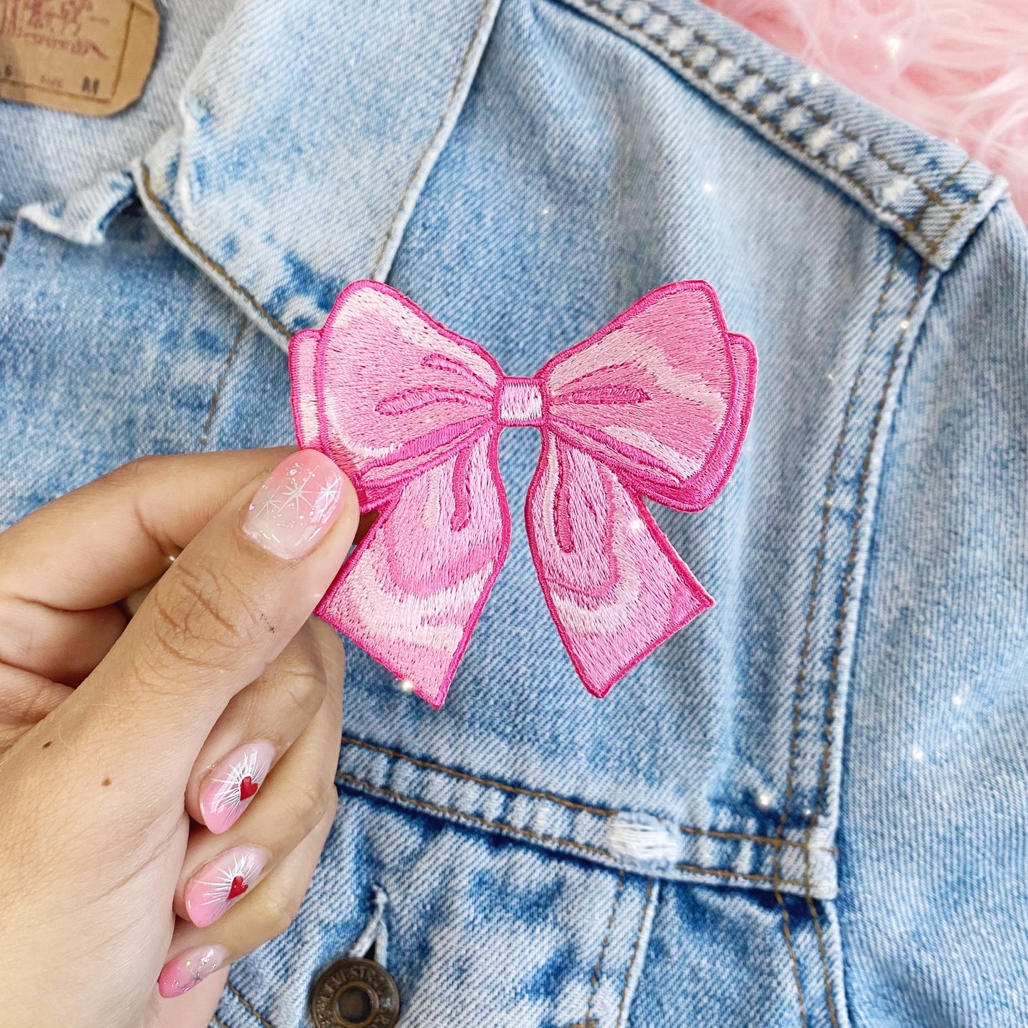 Bow Patch - Pink Lilac Blue